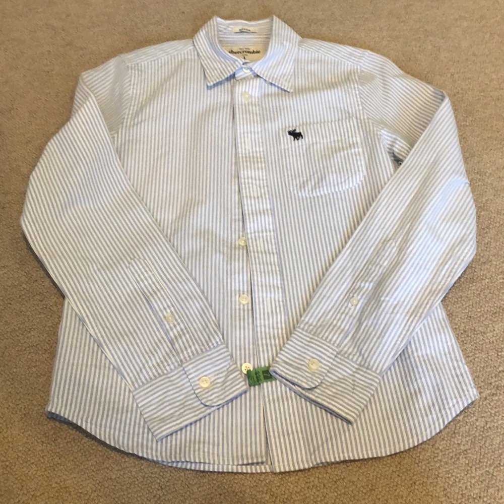 Boys Blue striped button down, collared shirt